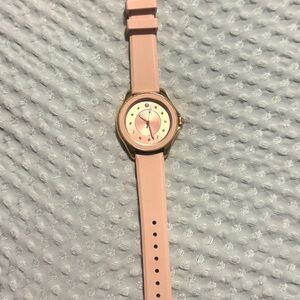 Michele Pink Silicone Strap Watch with Gold Tone Case, like new